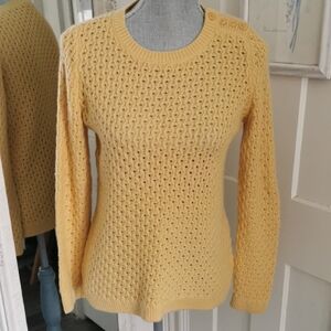 Womens Butter Yellow TALBOTS Petites Beachy Boho Wool Blend Sweater. Size SP